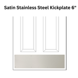 Brass Accents Satin Stainless Steel Kickplate 6" - Choose Size