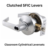 General Lock Cylindrical Leverset Clutched R-Lever, Grade-1SFIC Keyway Prepped 2-3/4" Backset, ANSI F84 Strike, Satin Chrome Classroom Function