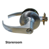General Locks L100 Series Grade 1 Cylindrical Clutched Curved Leversets - L180C - Storeroom - Brushed Chrome