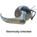 GENERAL LOCK - Grade-1 Cylindrical Leverset, Electrified, Fail Secure, Clutched Curved Lever, Satin Chrome, For Storeroom