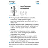 Schlage L9040 06N OS-SYM Privacy Mortise Lock with LOCKED/UNLOCKED Symbols Only Indicator, 06 Lever, N Escutcheon