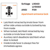 Schlage L9060P 06A Apartment Entrance Mortise Lock, 06 Lever, A Rose