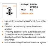 Schlage L9456P 06A Corridor Mortise Lock with Deadbolt, 06 Lever, A Rose