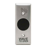 LCN 8310-2330 Touchless actuator, narrow, wave icon and text, battery powered, stainless steel