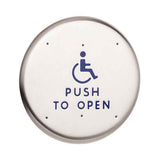 LCN 8310-3852TWF 6" Round Wall and Flush Mount Wireless Actuator with Handicap Symbol and Push To Open Text, Transmitter, and Weather/Trim Ring