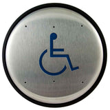 LCN 8310-3852WS 6" Round Wall and Surface Mount Wireless Actuator with Handicap Symbol and Push To Open Text, Surface Mount Box, and Receiver