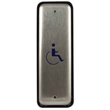 LCN 8310-818 1-1/2" x 4-3/4" Stainless Steel Rectangle Hard Wired Actuator with Blue Handicap Symbol