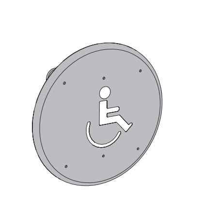 LCN 8310-852 6" Round Low-Voltage Hard Wired Wall Mount Stainless Steel Actuator with Blue-Filled Handicap Symbol