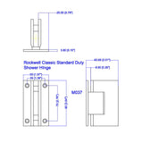 M-037BSN-0C Wall to Glass Shower Door Square Hinge in Brushed Nickel finish for Frameless Heavy Glass Shower Doors