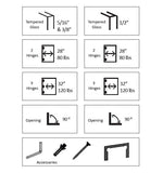 M-037PC Wall to Glass Square Shower Door Hinge in Chrome Finish for Frameless Heavy Glass Shower Doors