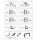 M-039BSN-0 Rockwell Offset Square Corner Shower Hinge in Brushed Nickel Finish for heavy tempered Glass Shower Doors