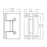 M-237BN-0C Rockwell Adjustable Square Corner Shower Hinge, Full Back Plate in Brushed Nickel Finish for heavy tempered Glass Shower Doors