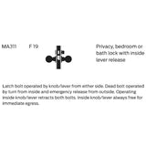 Falcon MA311 AG Privacy, Bedroom, or Bath Mortise Lock with Inside Lever Release, Avalon Lever, Gala Rose