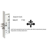 Falcon MA411 DG Asylum Mortise Lock, Dane Lever, Gala Rose