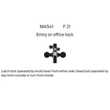 Falcon MA541 DG Entry or Office Mortise Lock, Dane Lever, Gala Rose