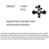 Falcon MA621 DG Apartment Corridor Mortise Lock with Button Lockout Mortise Lock, Dane Lever, Gala Rose