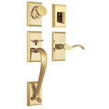 H303MPCLPVDUS3 Rockwell Premium Savoy Multipoint Lock Handleset with Classic Wave Lever in Polished Brass Finish