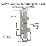 P1000 ACTIVE GEARBOX, 45/92 MORTISE LOCK CASE BODY, EURO VERSION