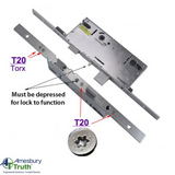 20mm P2000 Active 45/92 Spl Mortise Lock Body, American Version Gearbox