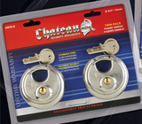 Chateau C-870-2-CD-KA 2-3/4" Stainless Steel Disc Padlock Twin Pack, Keyed Alike, 5-Pin, Carded