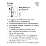 Schlage PM040 OS-OCC Bath/Bedroom Privacy Mortise Lock with VACANT/OCCUPIED Indicator, Rhodes (RHO) Lever