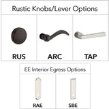Baldwin Elkhorn Full Plate Keyed Entry Handleset with Interior Rustic Knob and Emergency Egress Function