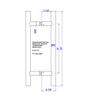 SDHLP6BS Rockwell 6 inch Back to Back Ladder Pull in Brushed Nickel for Heavy Glass Frameless Shower Doors