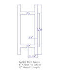 SDHLP8BS Rockwell 8 inch Back to Back Ladder Pull in Brushed Nickel for Heavy Glass Frameless Shower Doors