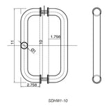 SDHW1-10-AL Rockwell 10&quot; Inline Back to Back Tempered Glass Mount Commercial Door Pull in Aluminum