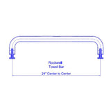 SDP3/4X24PS 24" Single Side Shower Door Towel Bar without Metal Washers in Chrome Finish