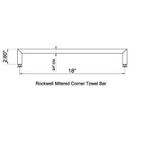 SDPMCT18BS Rockwell 18″ Mitered Corner Single Side Towel Bar in Brushed Nickel finish for Glass Shower Doors