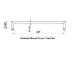 SDPMCT20BS Rockwell 20&#8243; Mitered Corner Single Side Towel Bar in Brushed Nickel finish for Glass Shower Doors