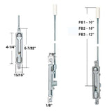 SFFB1AL Rockwell Flush Bolt in Aluminum finish – 1/8″ Backset, 10″ Rod