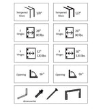 SHB037L-CP-0C Wall to Glass Bevelled Shower Hinge in Chrome Finish for Frameless Heavy Glass Shower Doors