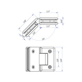 SHB135BN-0C 135 Degree Glass to Glass Bevelled Shower Hinge in Brushed Nickel Finish for Frameless Heavy Glass Shower Doors