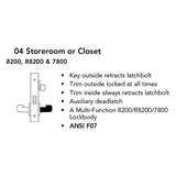 Sargent 8204 LNP Storeroom or Closet Mortise Lock, P Lever, LN Rose