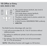 Sargent 8205 LNL Office or Entry Mortise Lock, L Lever, LN Rose