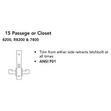 Sargent 8215 LNB Passage or Closet Mortise Lock, B Lever, LN Rose