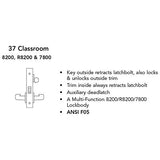 Sargent 8237 LNB Classroom Mortise Lock, B Lever, LN Rose