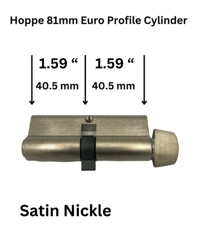 40010338 HOPPE 81 MM With LOGO EURO PROFILE CYLINDER, 40.5/40.5 - Satin Nickle