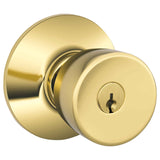 Schlage Residential F51A - Entry Lock - Bell Knob, C Keyway with 16211 Latch and 10063 Strike