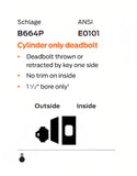 Schlage B664P Cylinder Deadbolt