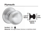 Schlage Commercial D25D PLY Exit Cylindrical Lock, Plymouth Knob