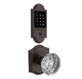 Baldwin Boulder Touchscreen Electronic Deadbolt with Z-Wave Technology and Crystal Passage Knob Set with Arch Rose