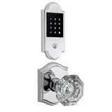 Baldwin Boulder Touchscreen Electronic Deadbolt with Z-Wave Technology and Crystal Passage Knob Set with Arch Rose