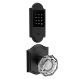 Baldwin Boulder Touchscreen Electronic Deadbolt with Z-Wave Technology and Crystal Passage Knob Set with Arch Rose