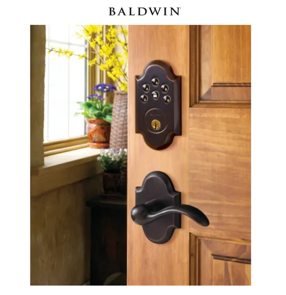Baldwin Boulder Electronic Keypad Deadbolt with Boulder Handle and Rig ...