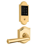 Baldwin Boulder Touchscreen Electronic Deadbolt and Federal Passage Lever Set with Arch Rose