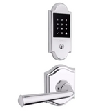Baldwin Boulder Touchscreen Electronic Deadbolt and Federal Passage Lever Set with Arch Rose