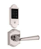 Baldwin Boulder Touchscreen Electronic Deadbolt and Federal Passage Lever Set with Arch Rose